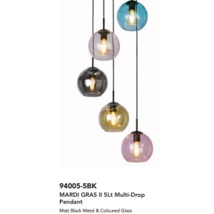 Lustra moderna cu 5 pendule colorate Mardi Gras II 137094 universul-luminii.ro