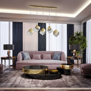 Lustra moderna cu 5 Pendule design decorativ Priscila aurie 122544 universul-luminii.ro