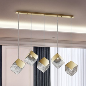 Lustra moderna cu 5 Pendule design decorativ Priscila aurie 214364 universul-luminii.ro