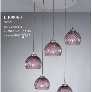 Lustra moderna cu 5 pendule design italian 10006 Amethyst 202644 universul-luminii.ro