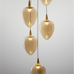 Lustra moderna cu 5 pendule LED, Metal, Sticla, Champaign, Nali 245164 universul-luminii.ro