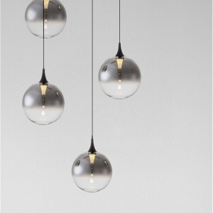 Lustra moderna cu 5 pendule LED, Metal, Sticla, Fumuriu, ORENDA 245204 universul-luminii.ro