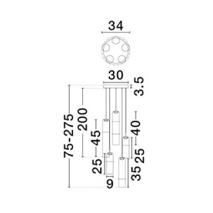 Lustra moderna cu 5 pendule LED, Metal, Sticla, Moca, SANO 168604 universul-luminii.ro