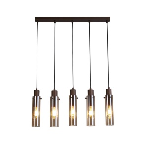 Lustra moderna cu 5 pendule Sweden II moca, chihlimbar