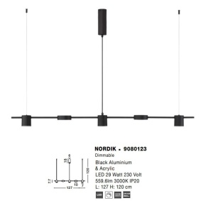 Lustra moderna dimabila cu 5 spoturi LED NORDIK 121264 universul-luminii.ro
