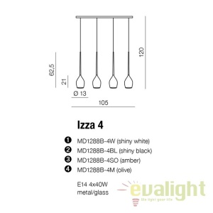 Lustra moderna Izza 4 Black 65504 universul-luminii.ro