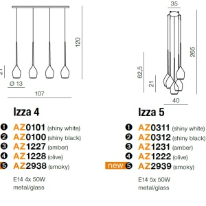 Lustra moderna Izza 8 fumurie ZZ AZ2940 80584 universul-luminii.ro