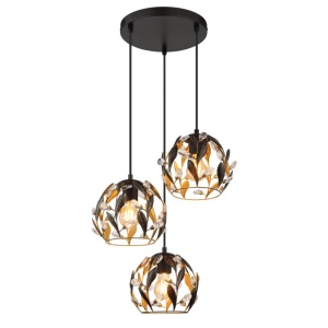 Lustra neagra din metal cu 3 pendule MIKA