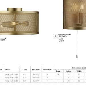 Lustra ovala design retro Fishnet aurie 2484-4GO SRT 184874 universul-luminii.ro