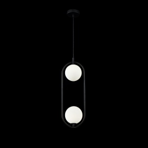 Lustra / Pendul design modern cu 2 surse de lumina Ring negru MYMOD013PL-02B 71584 universul-luminii.ro