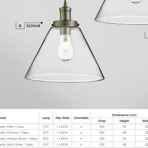 Lustra / Pendul design modern Pyramid negru/clar 3228BK SRT - Img 8