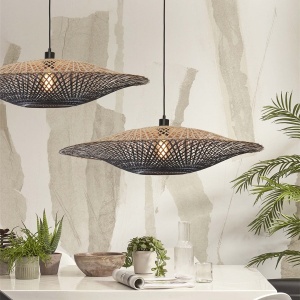 Lustra/Pendul eco din bambus Kalimantan 87cm nat/bl 55254 universul-luminii.ro