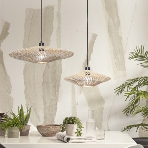 Lustra/Pendul eco din ratan Zanzibar flat 40cm S, white 213884 universul-luminii.ro