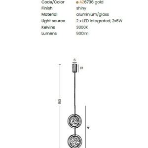 Lustra/Pendul LED design decorativ EUFORIA 13 auriu - Img 2