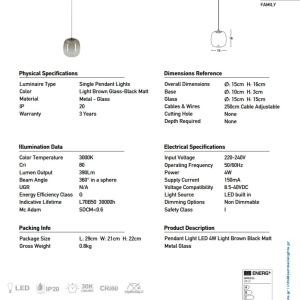 Lustra/Pendul LED design decorativ VITRO maro/negru - Img 4