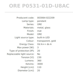 Lustra, Pendul LED design modern ORE auriu - Img 3