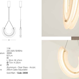 Lustra, Pendul LED, Modern, Aluminiu, Auriu, Deco 166664 universul-luminii.ro