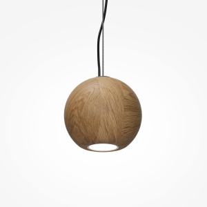 Lustra, Pendul minimalist sfera lemn natur Texture - Img 3