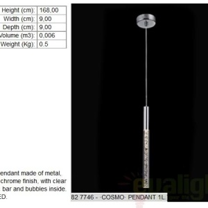 Lustra,Pendul modern diam.9cm, H-168cm, LED COSMO 827746 65734 universul-luminii.ro