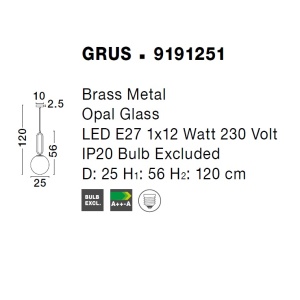 Lustra, Pendul modern Grus Brass 25cm 75414 universul-luminii.ro