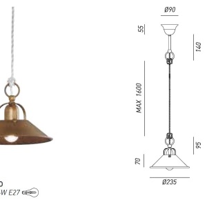 Lustra, Pendul rustic fabricat manual diam.23,5cm Cascina 204.07.OO 50154 universul-luminii.ro