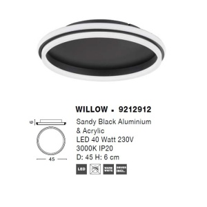 Lustra/Plafoniera LED design modern WILLOW Black 45cm 121824 universul-luminii.ro