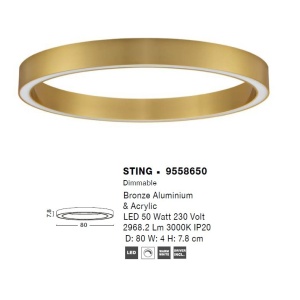 Lustra/Plafoniera LED design slim circular STING Bronz 80cm 121674 universul-luminii.ro