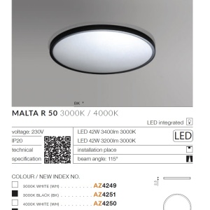 Lustra / Plafoniera LED design slim MALTA R 60 4000K alba 98004 universul-luminii.ro
