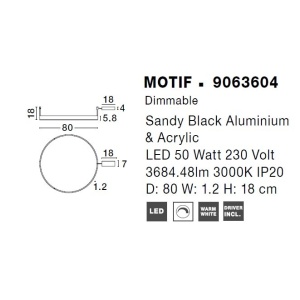 Lustra/Plafoniera LED dimabila design circular MOTIF Black 80cm 214024 universul-luminii.ro