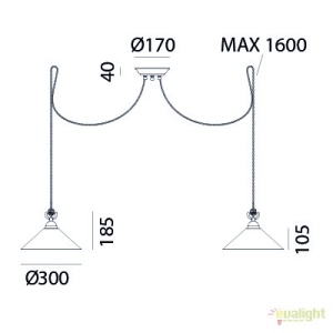 Lustra rustica cu 2 pendule, fabricata manual Tabia 212.10.OV 50084 universul-luminii.ro