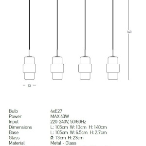 Lustra suspendata cu 4 pendule design modern Vaia crom, auriu - Img 3