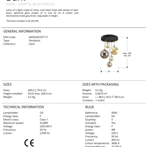 Lustra suspendata cu 5 pendule design modern Dark 222784 universul-luminii.ro