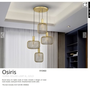 Lustra suspendata design decorativ modern Osiris 4 auriu - Img 6