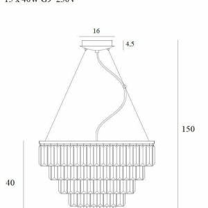 Lustra suspendata design elegant 60cm Monaco, auriu P0424 MX - Img 2