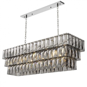 Lustra suspendata design LUX Amazone Rectangular, nickel/ sticla fumurie 115383 HZ