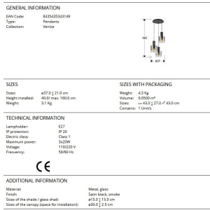 Lustra suspendata design moderm Venize 3L - Img 6