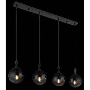 Lustra suspendata design modern DALTON 4L negru/fumuriu - Img 2