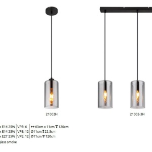 Lustra suspendata design modern Olly negru, fumuriu 221514 universul-luminii.ro