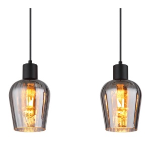 Lustra suspendata design modern RYAN 4L negru/fumuriu 224754 universul-luminii.ro