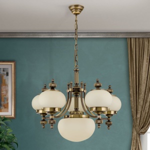 Lustra suspendata eleganta stil clasic Nostalgie 6L patina/ champagne 163684 universul-luminii.ro
