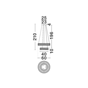 Lustra suspendata LED, cristale sticla ARIETTA 60cm - Img 2