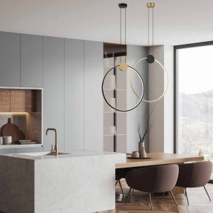 Lustra suspendata LED design inelar Ring auriu - Img 4