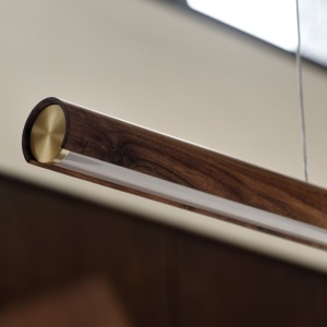 Lustra suspendata LED design liniar din lemn Akeno - Img 2