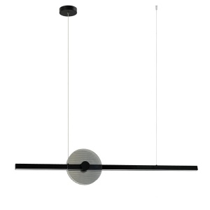 Lustra suspendata LED liniara neagra cu sticla fumurie, 20W 3000K