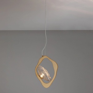 Lustra suspendata LED otel auriu si sticla DENISE - Img 6