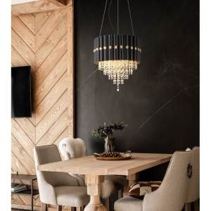 Lustra suspendata, Metal Negru, Cristale K5, ELEOS 63149-3 GL 172314 universul-luminii.ro