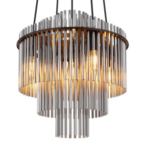 Lustra suspendata, Metal Negru, Sticla Fumurie, GORLEY 15698H2 GL 171954 universul-luminii.ro