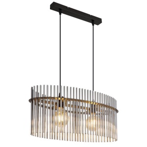 Lustra suspendata, Metal Negru, Sticla Fumurie, GORLEY 15698H3 GL 247084 universul-luminii.ro