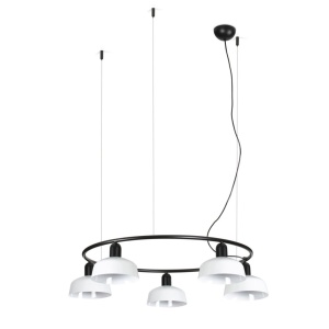 Lustra suspendata metal TATAWIN S 5L negru, alb
