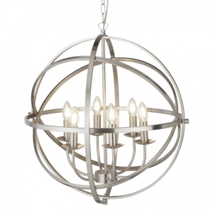 Lustra suspendata stil traditional Orbit argintiu satin 2476-6SS SRT